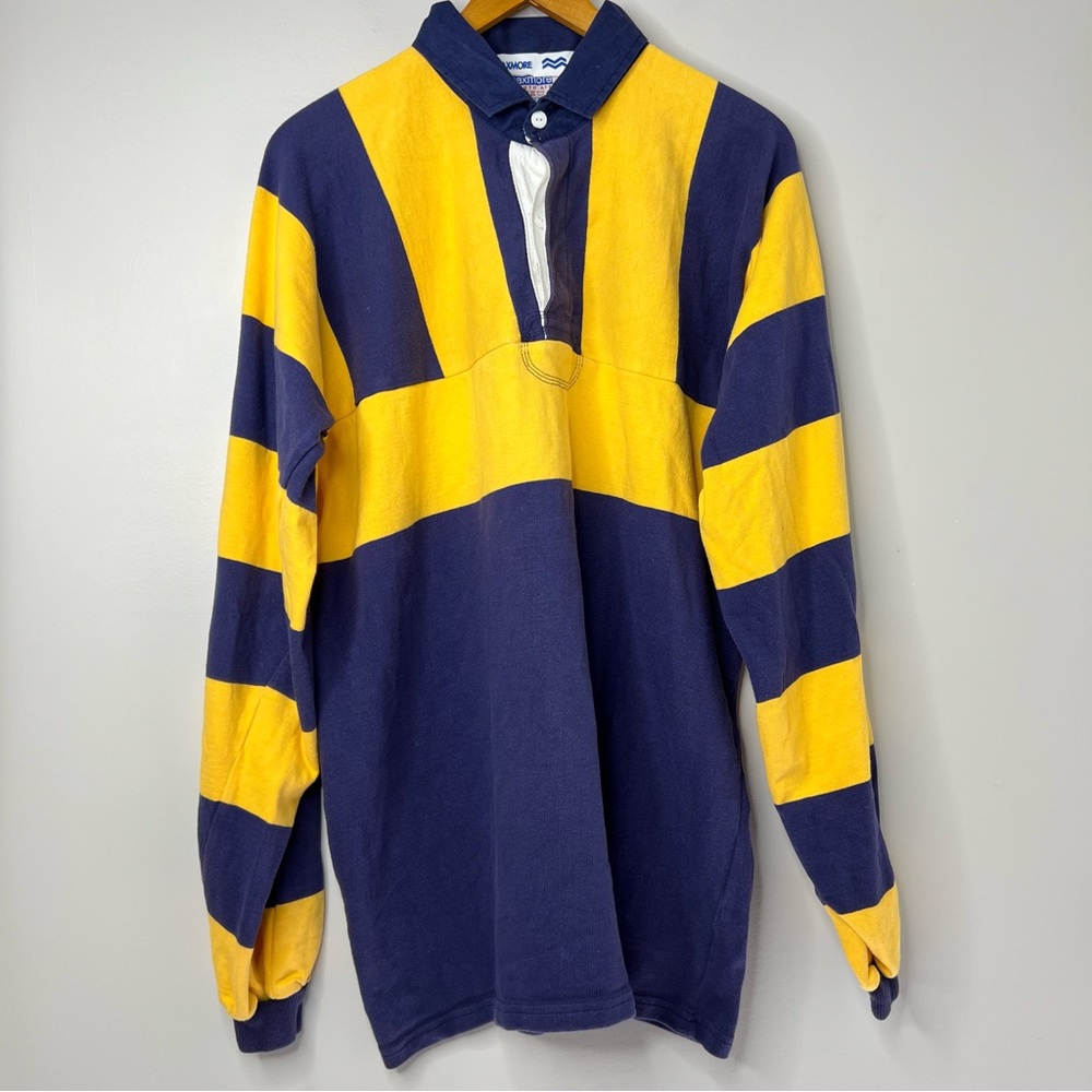 Maxmore Vintage Rugby Soccer Supply Made South Africa Striped Yellow Blue Shirt